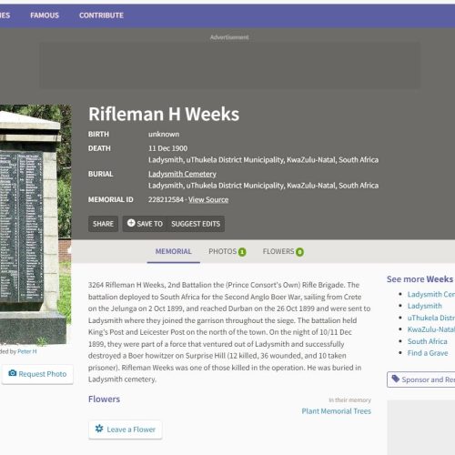 Rifleman H Weeks in ladysmith